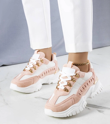 Biało-różowe sneakersy Mindy